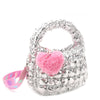 Quilted Scrunchies Metallic Mini Hobo Crossbody Bag with Heart Charm