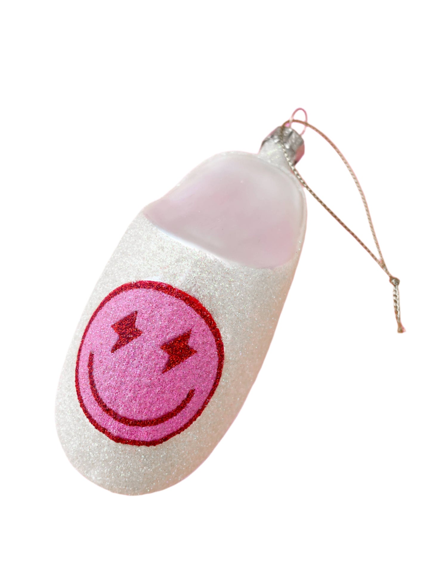 Pink Smiley Face Slipper | Christmas Ornament