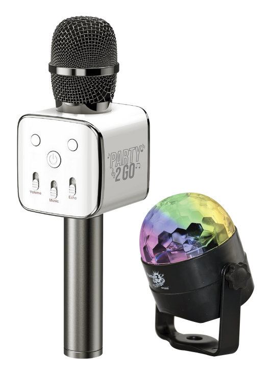 Party 2 Go Karaoke Mic Disco Ball Combo