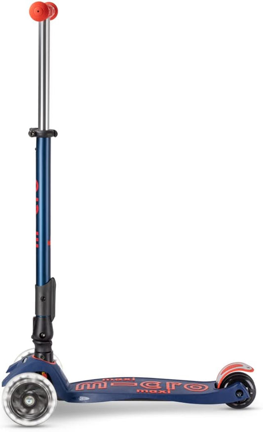 Micro Maxi Foldable LED Scooter - Navy Blue/Red