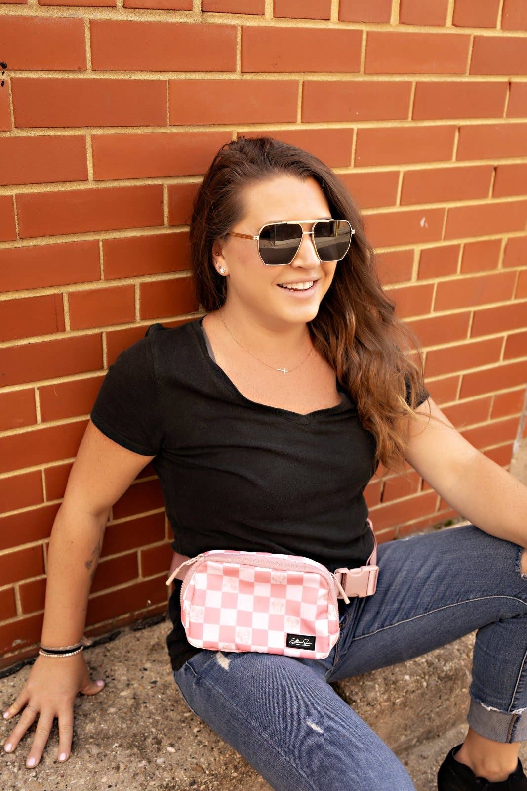 Rose Checkers Belt Bag