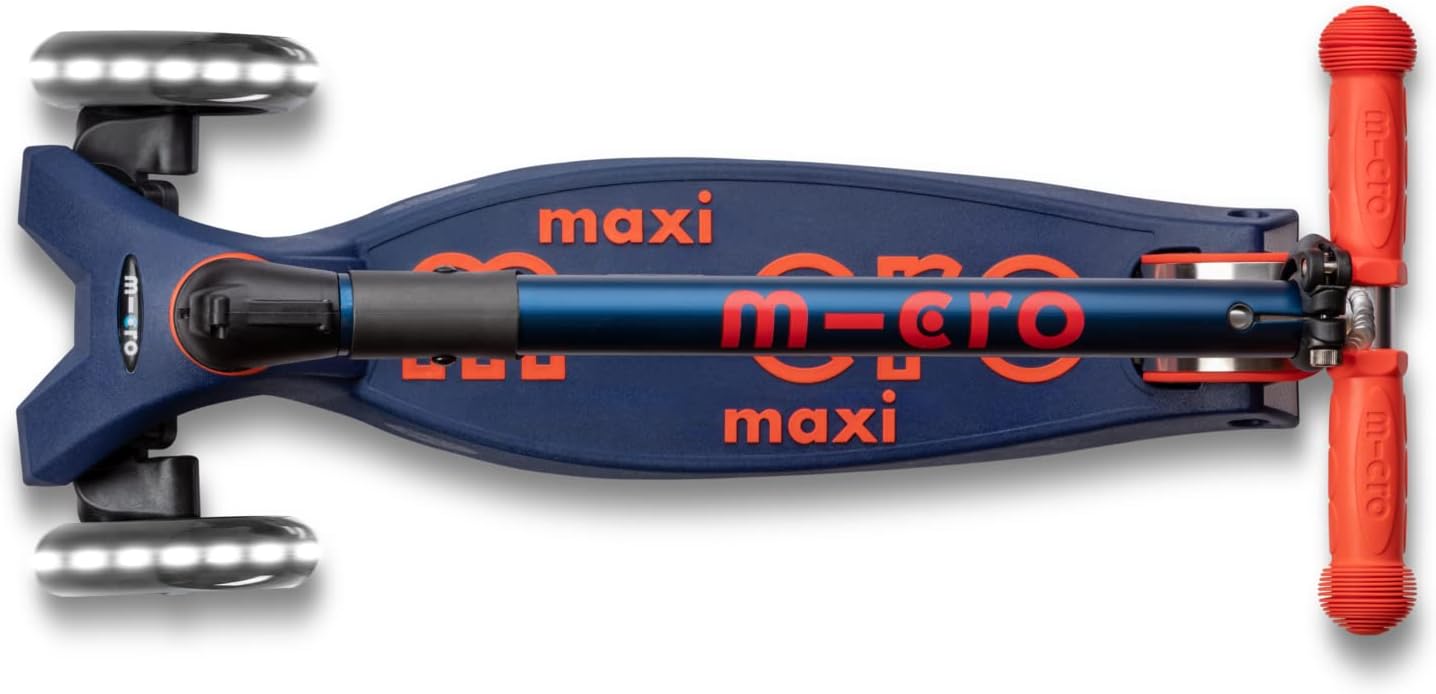 Micro Maxi Foldable LED Scooter - Navy Blue/Red