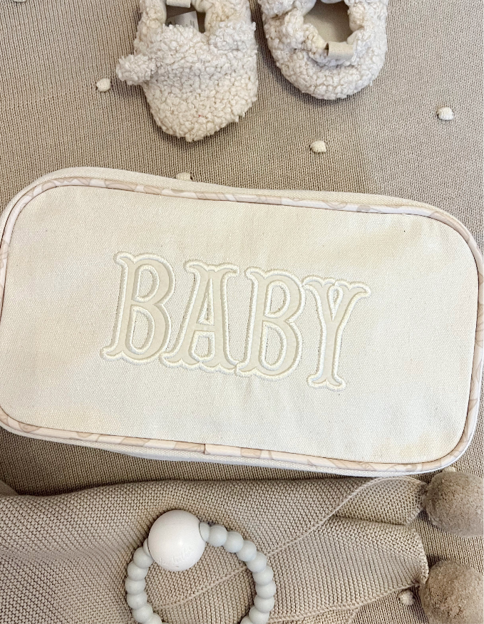 Large Zippered Canvas Bag |  Baby | Ivory