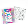 30 pc Scented Gel Pens + Color Your Own Sticker Sheet