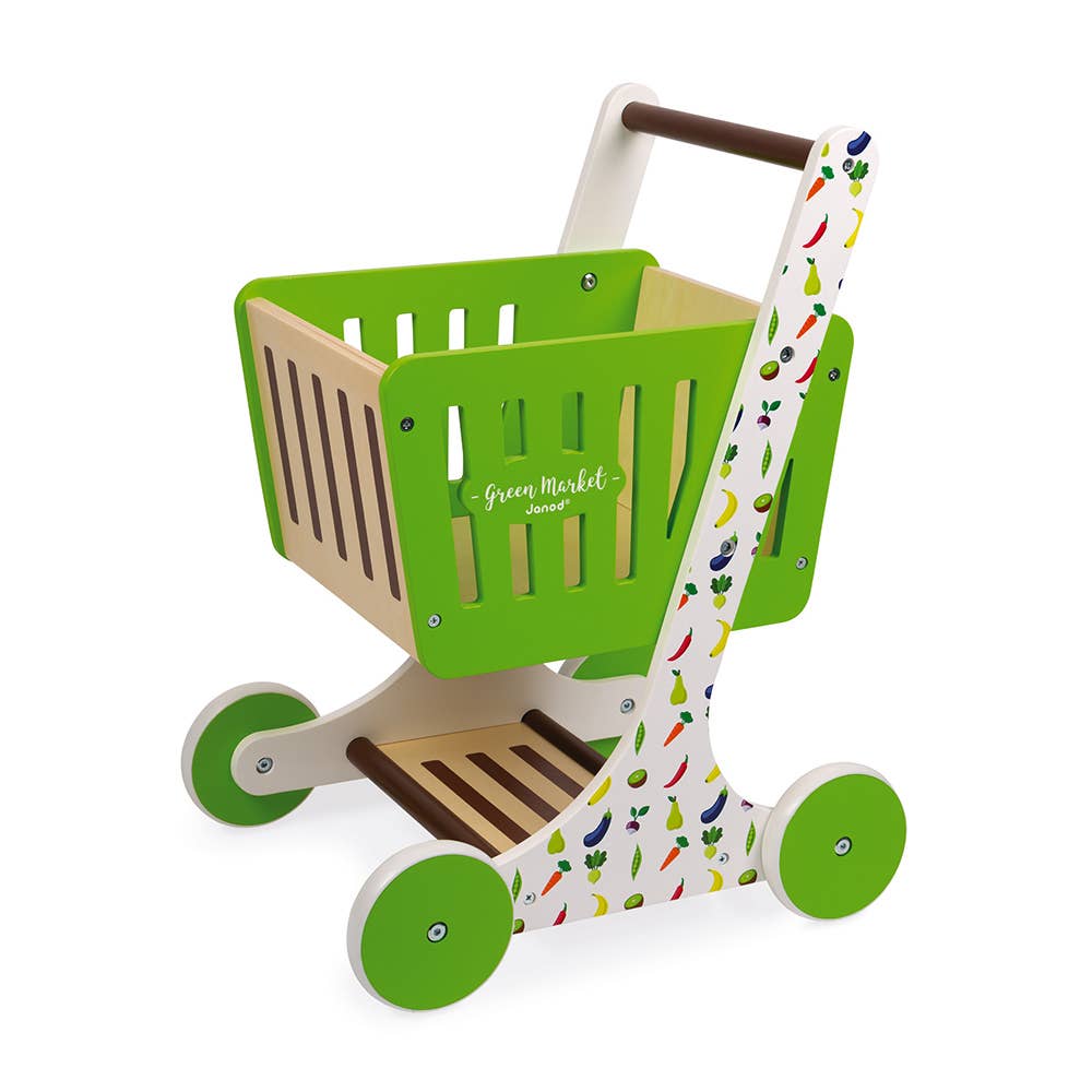 Green Market | Wooden Shopping Trolley | Pretend Play