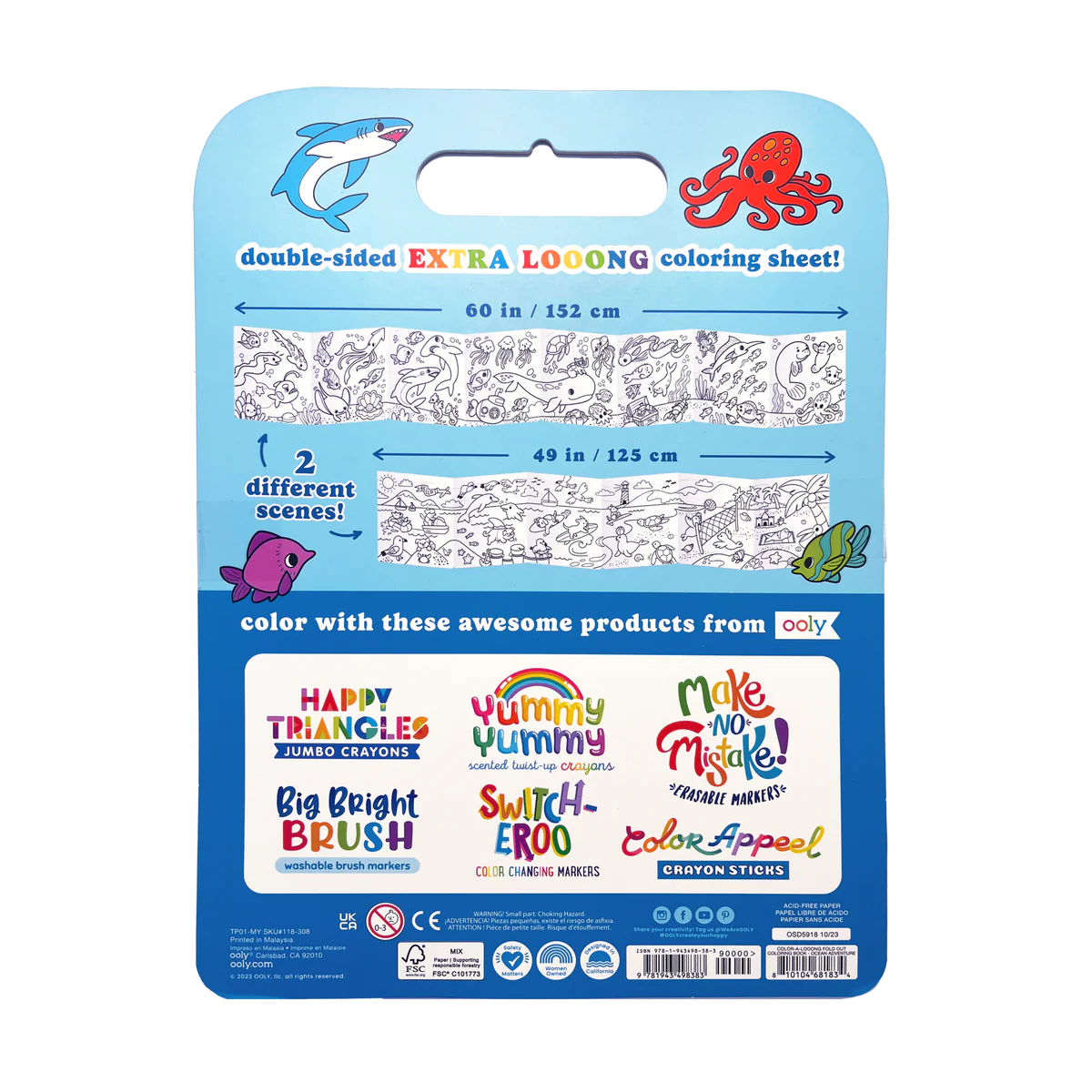 Color-A-Looong 5' Fold Out Kids Coloring Book - Ocean Adventure