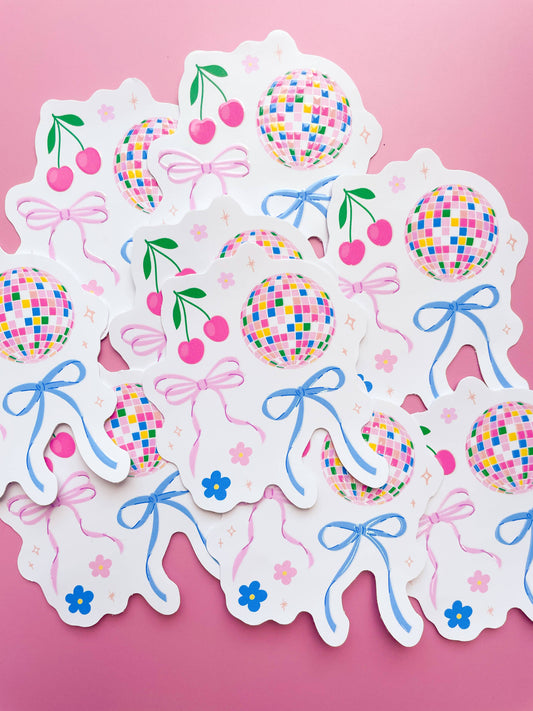 Disco Ball Bows Sticker