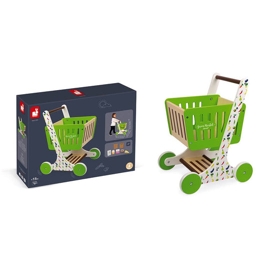 Green Market | Wooden Shopping Trolley | Pretend Play