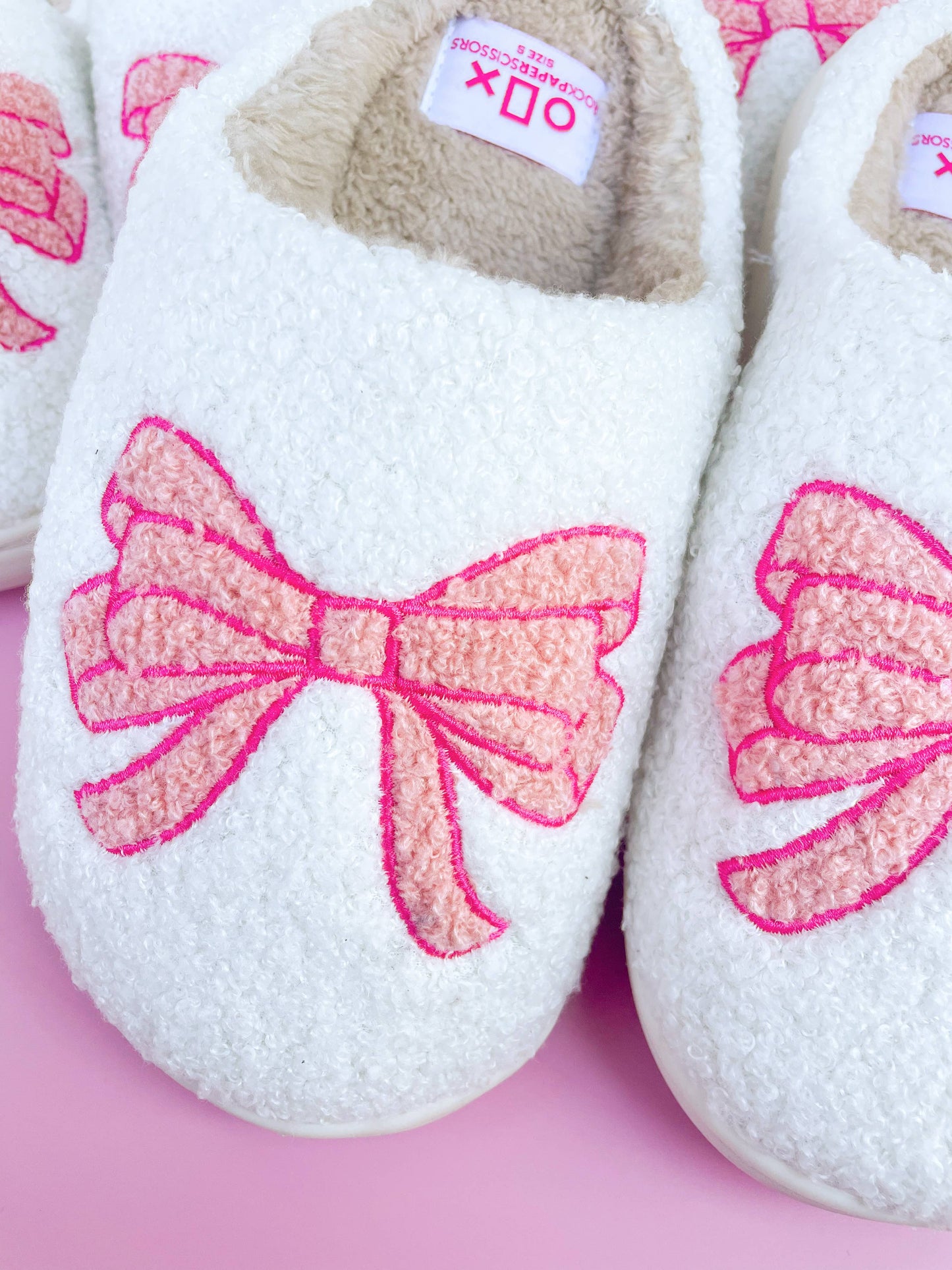 Pink Bow Slippers | Adult Sizes