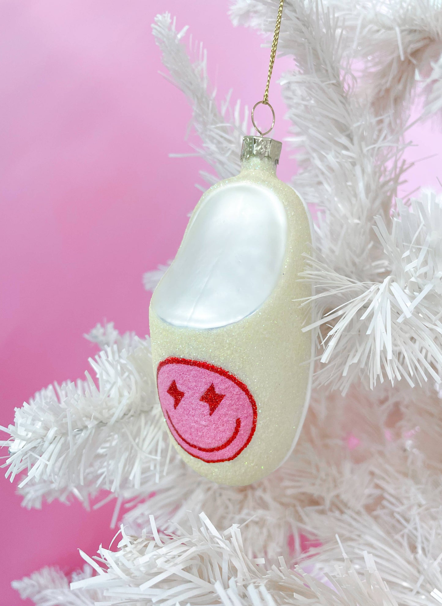 Pink Smiley Face Slipper | Christmas Ornament