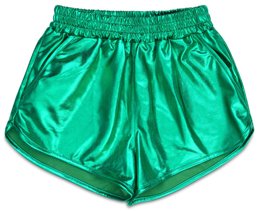 Green Metallic Shorts