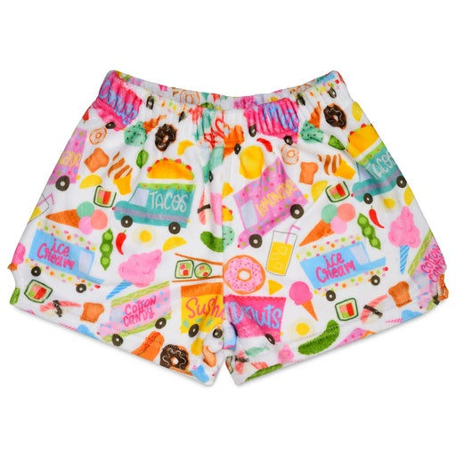 Food Truck Fun Plush Shorts (Adult X-Small/Small)