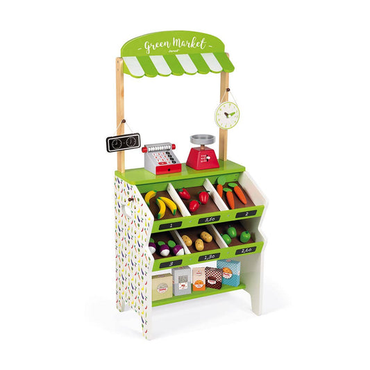 Green Market | Grocery Play Stand | Pretend Play | 32 Pieces