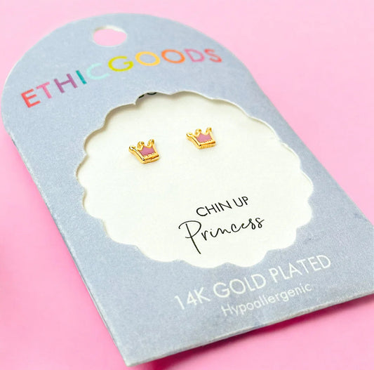 Classic Gold Kids Earrings: Princess Crowns