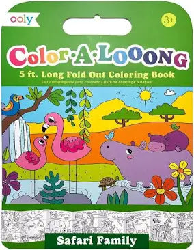 Color-A-Looong 5' Fold Out Kids Coloring Book - Safari Family