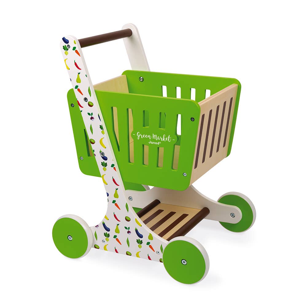 Green Market | Wooden Shopping Trolley | Pretend Play