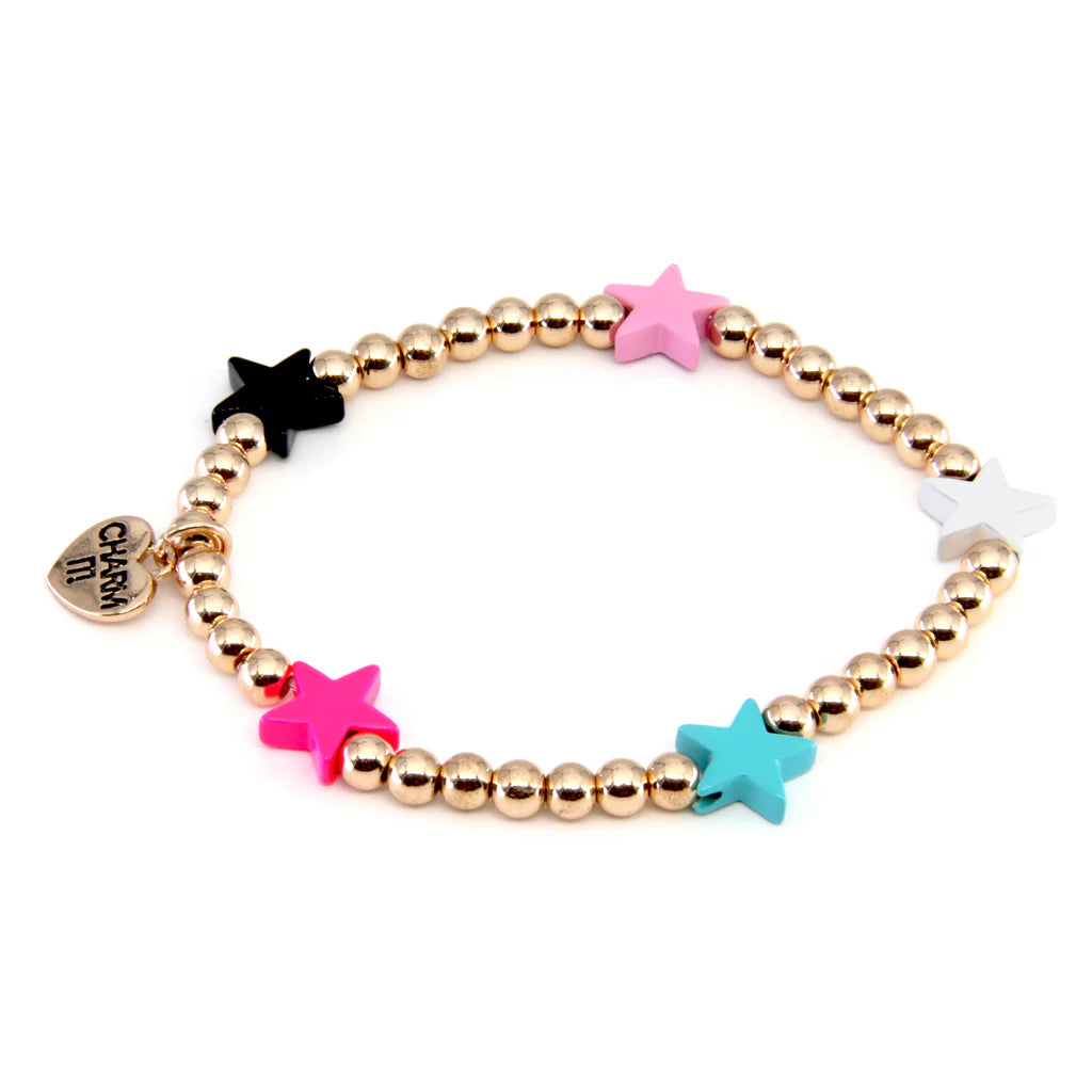 CHARM IT! Gold Multi Star Stretch Bracelet