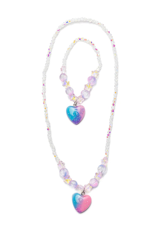 Galaxy Heart Necklace and Bracelet