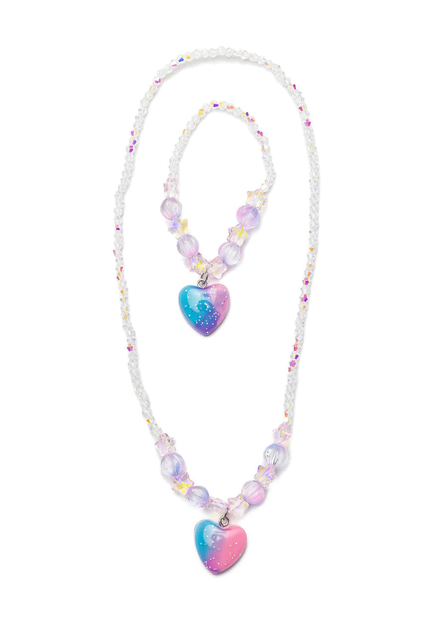 Galaxy Heart Necklace and Bracelet