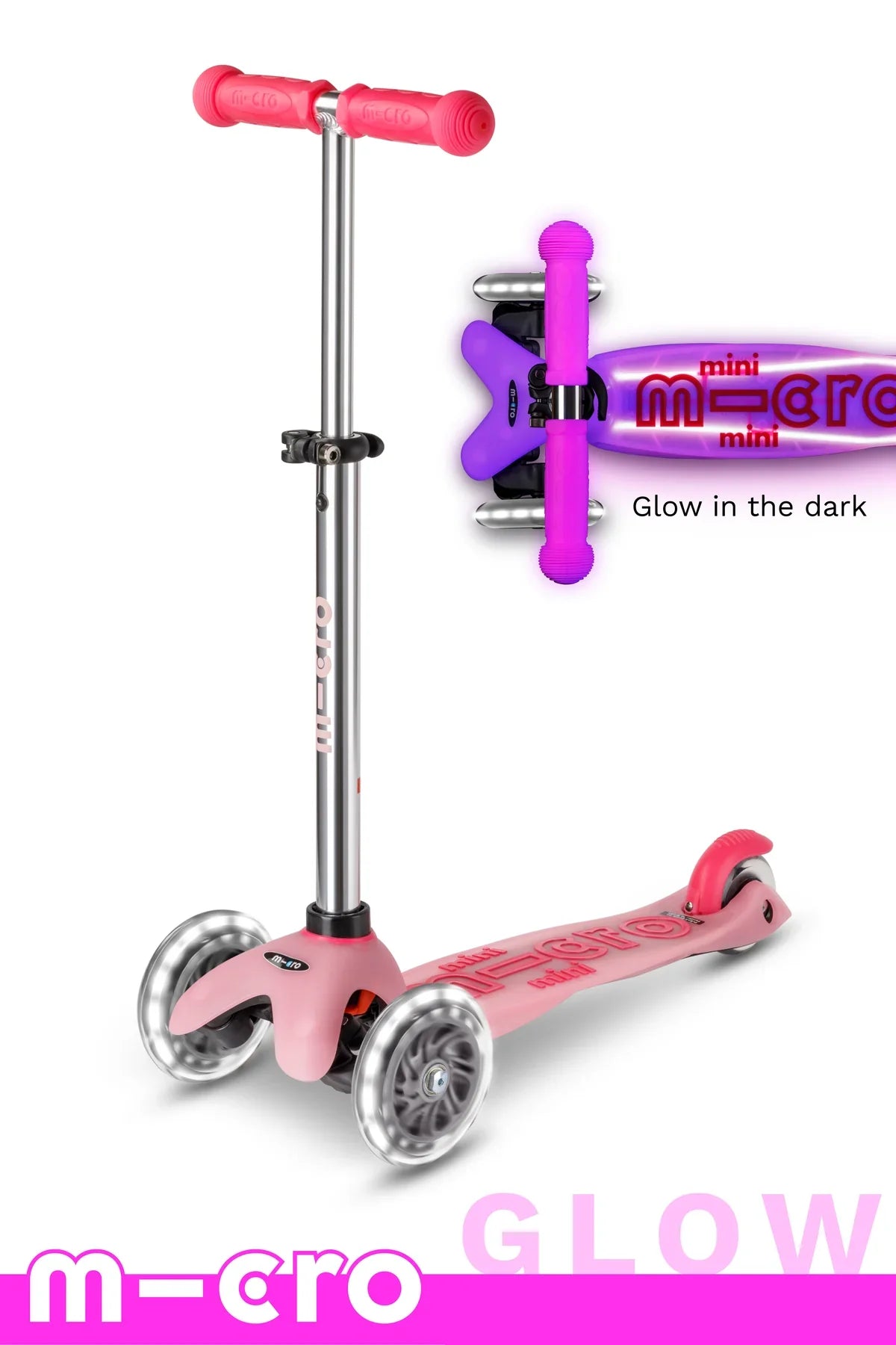 Micro Mini Glow Plus LED Scooter | Frosty Pink