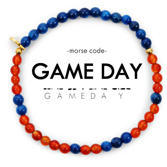 Morse Code Bracelet: Game Day | Orange Quartz + Royal Blue