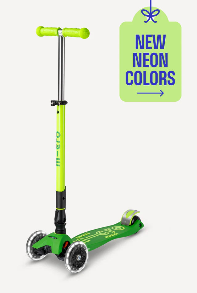 Micro Maxi Foldable LED Scooter | Neon Parrot Green