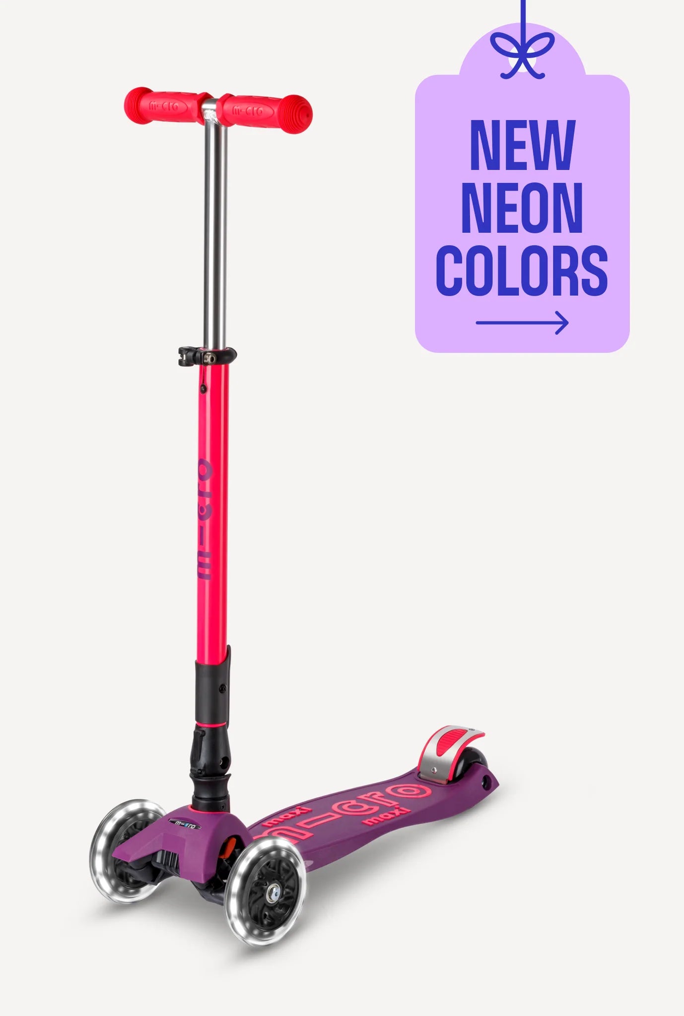 Micro Maxi Foldable LED Scooter | Neon Ultra Pink