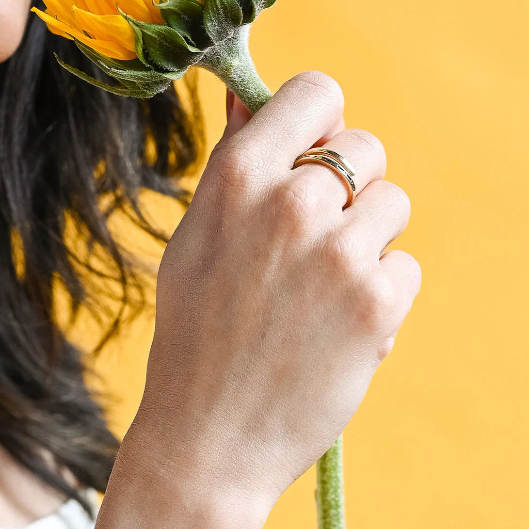 Morse Code Stamped Silver Ring: Joy