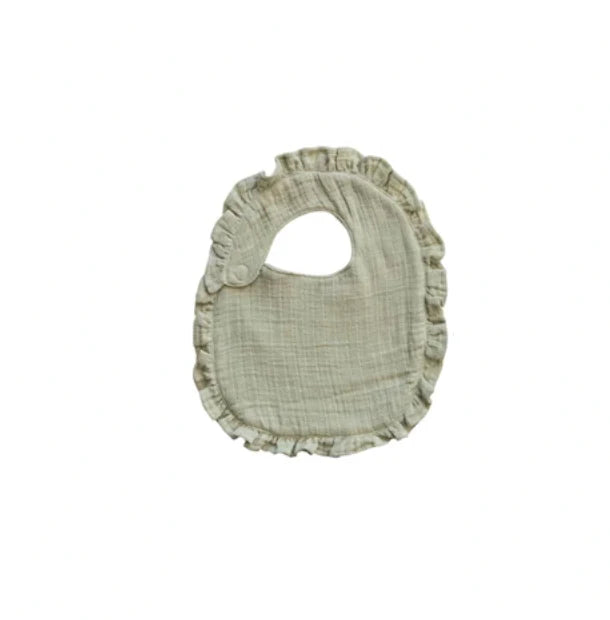 Woven Cotton Terry Ruffled Bibs