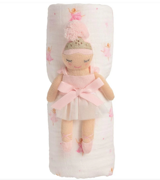 Ballerina Swaddle & Rattle Set