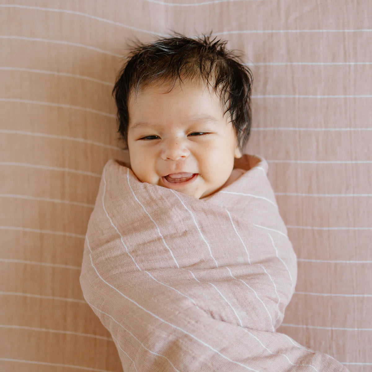 Mauve Stripe | Cotton Muslin Swaddle