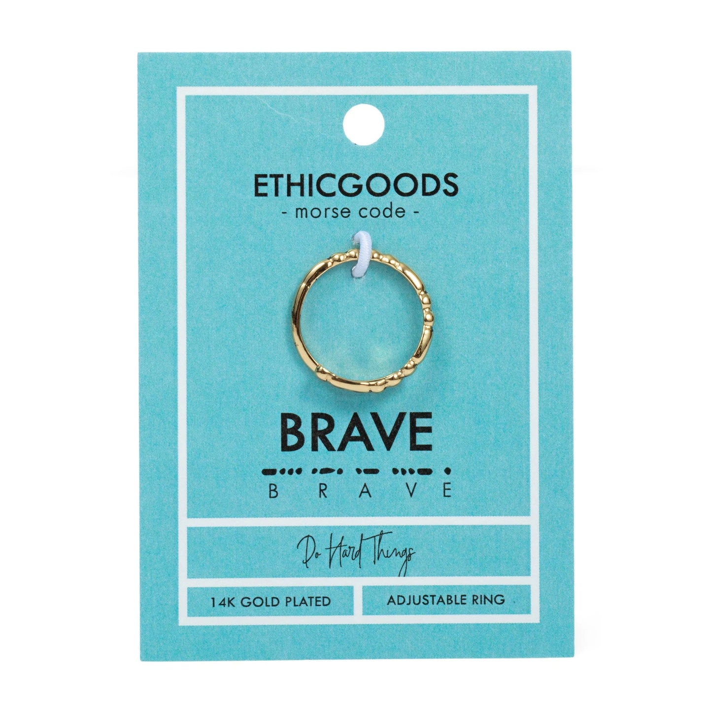 Morse Code Patterned Gold Ring: Brave