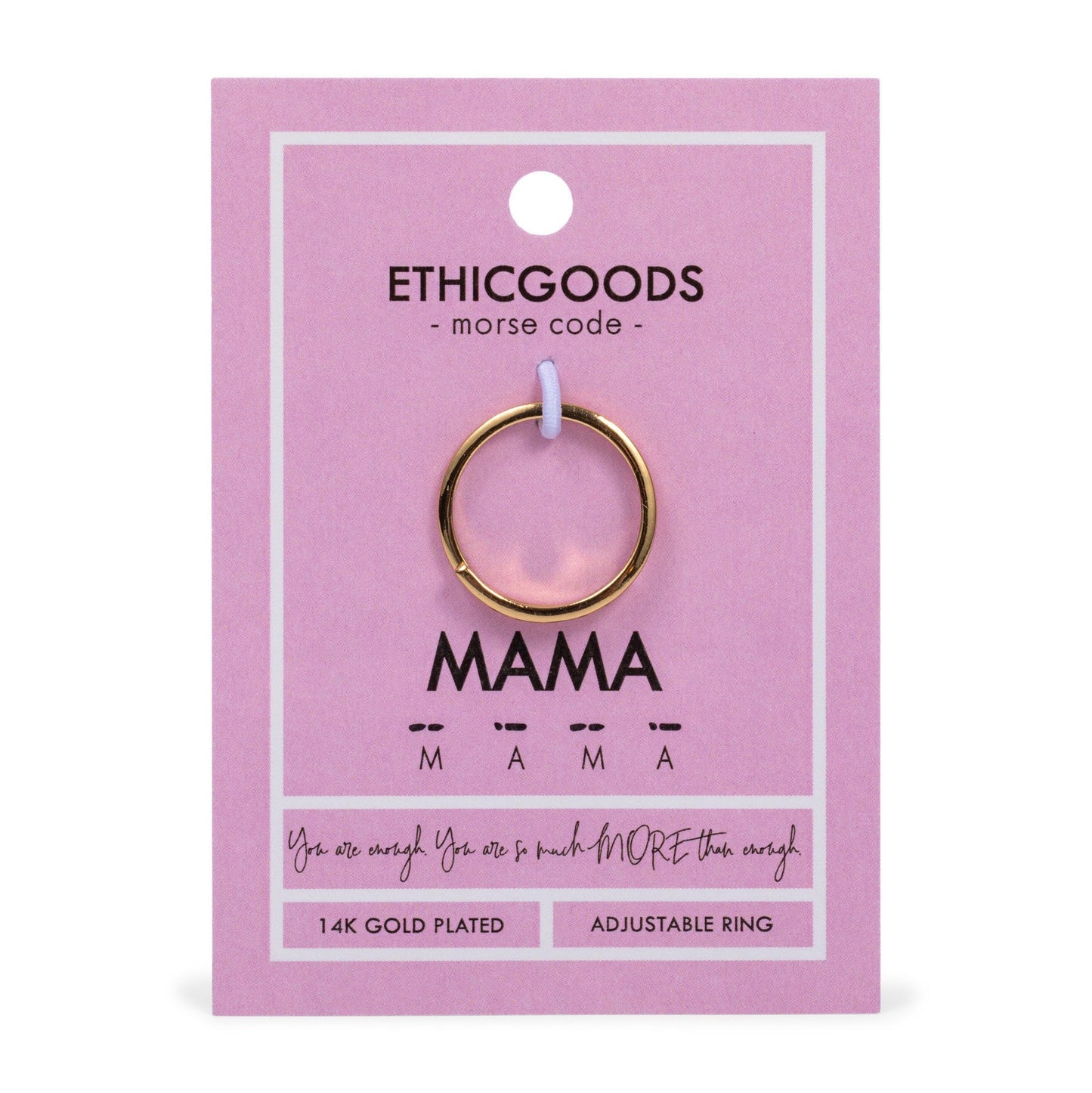 Morse Code Patterned Gold Ring: Mama