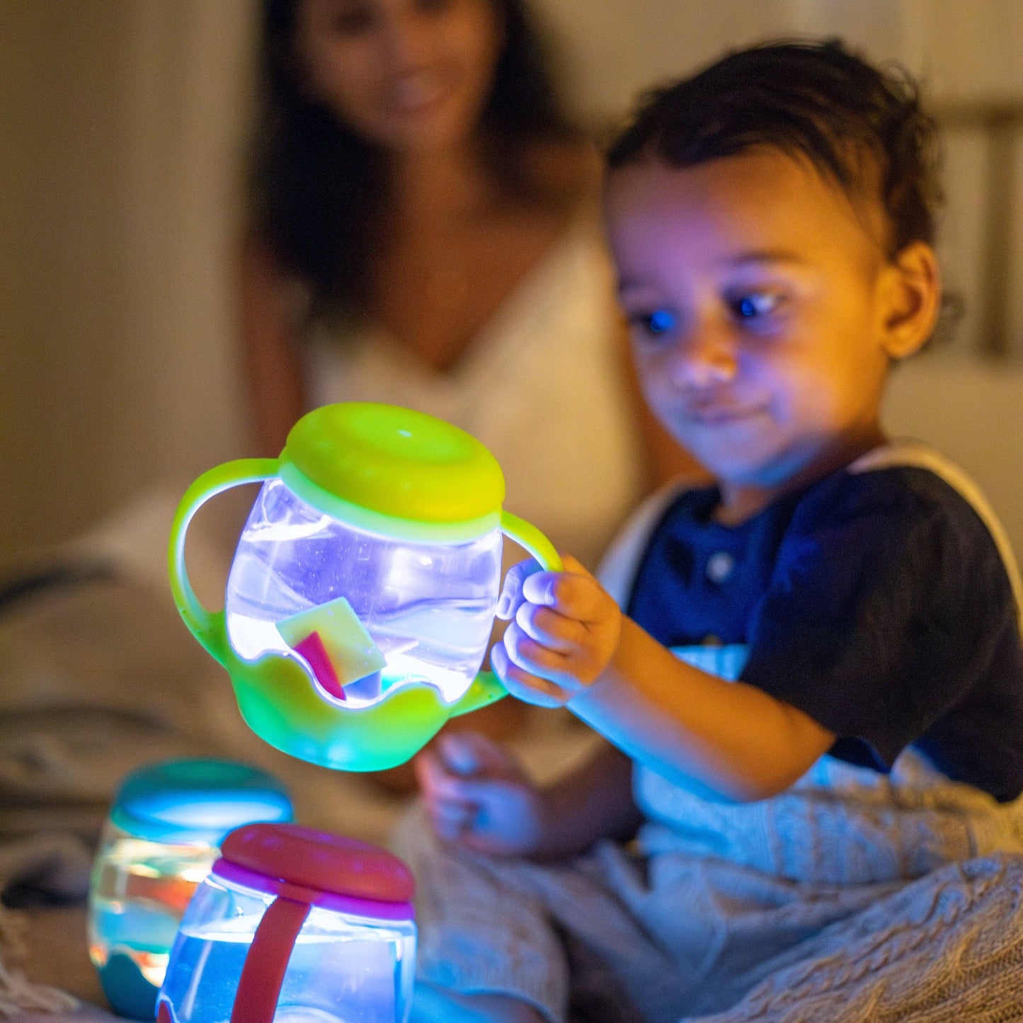 Glo Pals Mini Sensory Jar and Silicone Fun Filler Bundle | Green