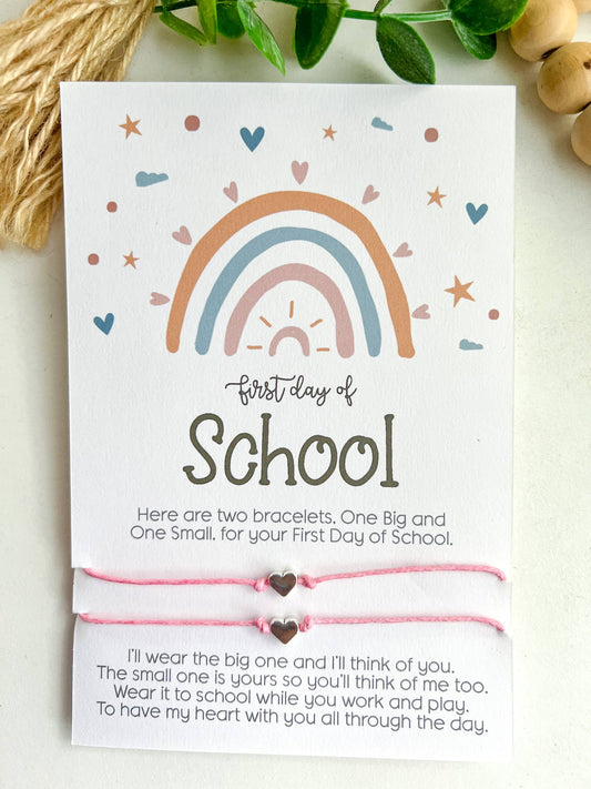 Back to School Wish Bracelet Boho Rainbow Mommy & Me : Pink