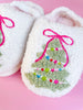 Pink Bow Christmas Tree Slippers | Toddlers