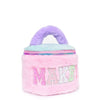 'Makeup' Colorblocked Plush Rounded Glam Bag