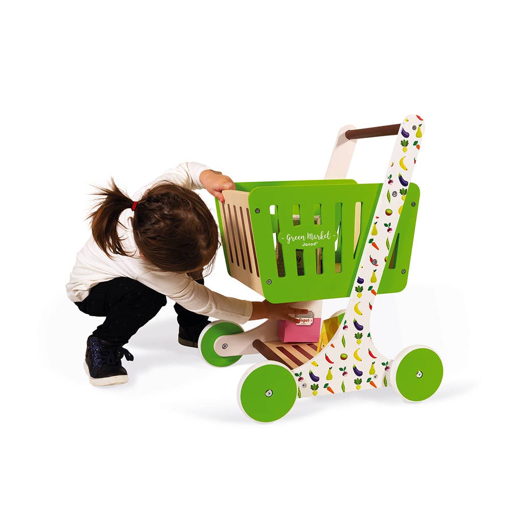 Green Market | Wooden Shopping Trolley | Pretend Play