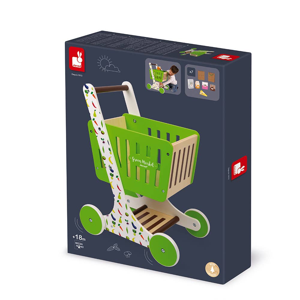 Green Market | Wooden Shopping Trolley | Pretend Play