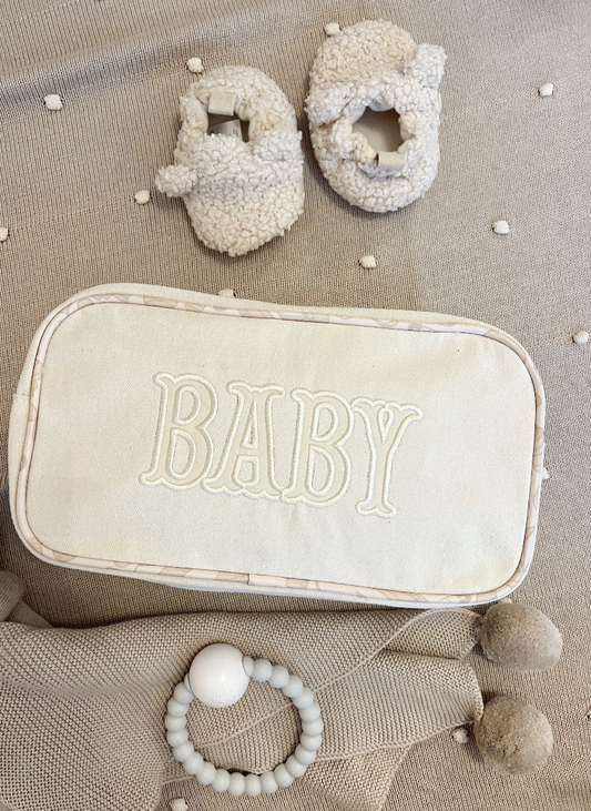 Large Zippered Canvas Bag |  Baby | Ivory