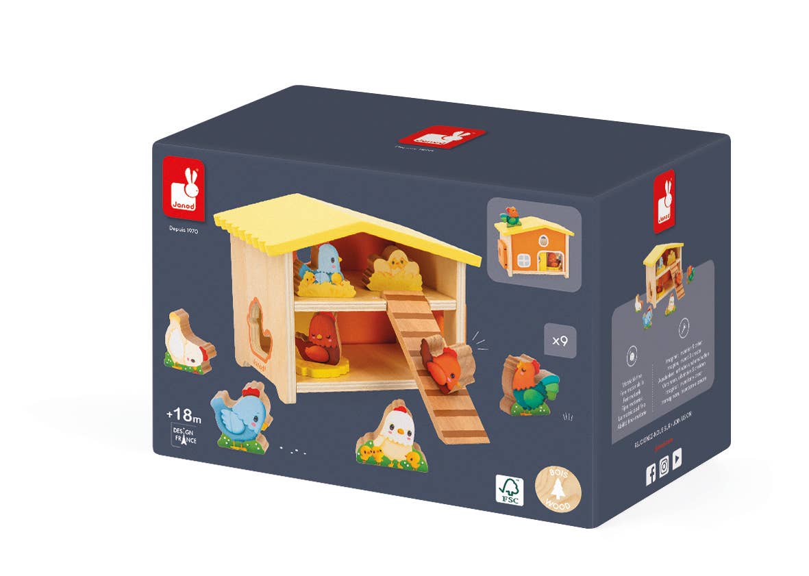 FARM | MY FIRST HENHOUSE | 10 PIECES TOY SET | WOOD TOY