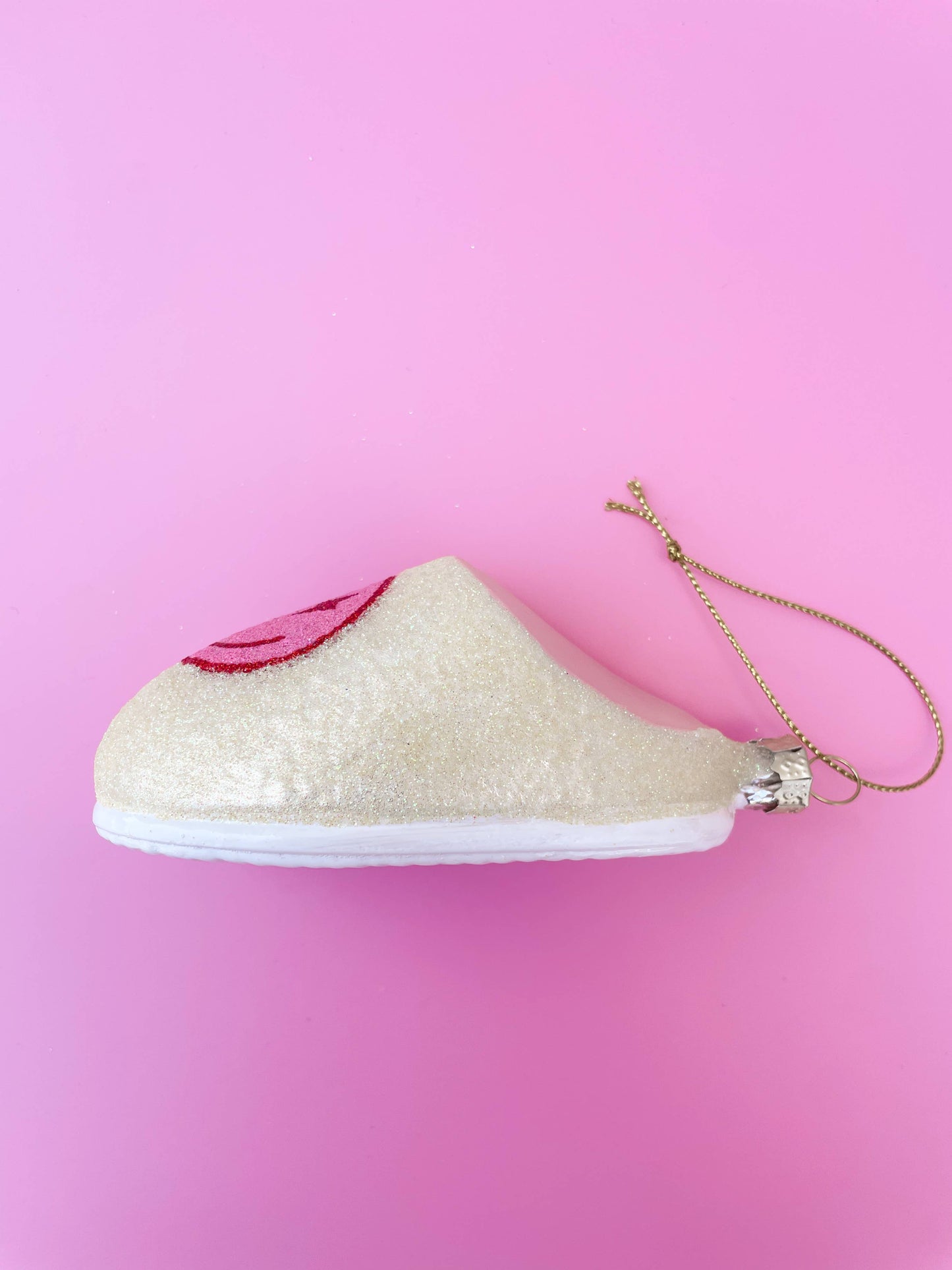 Pink Smiley Face Slipper | Christmas Ornament