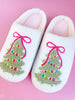 Pink Bow Christmas Tree Slippers | Adult Sizes