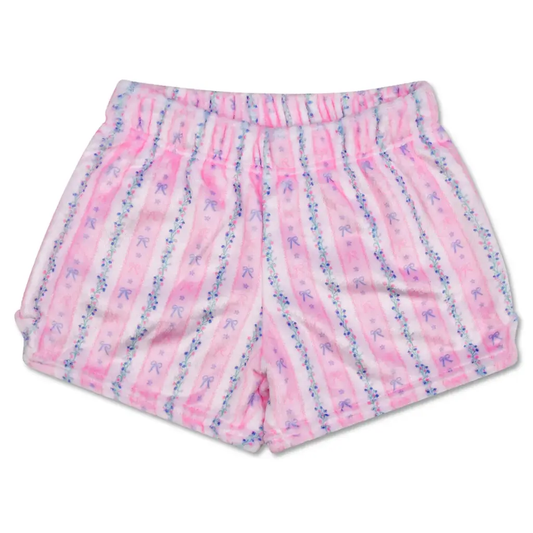 Floral Stripes Plush Shorts