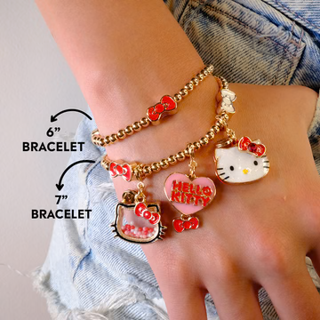 CHARM IT! Gold Hello Kitty Bow Stretch Bead Bracelet