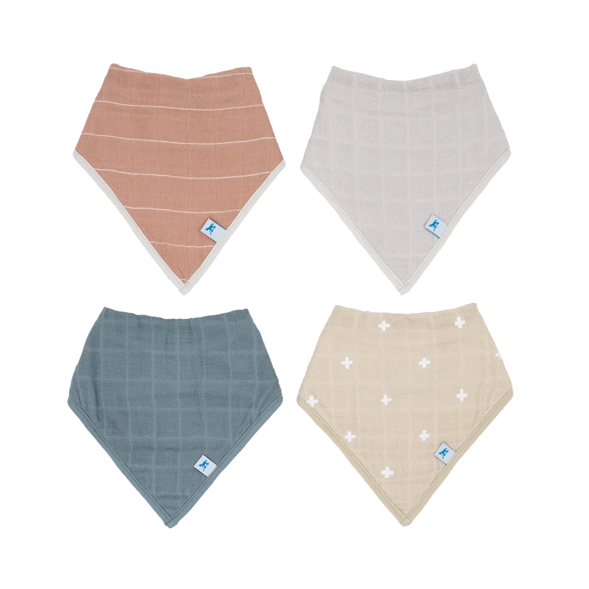 Mauve Stripe Cotton | Muslin Bandana Bib 4 pack