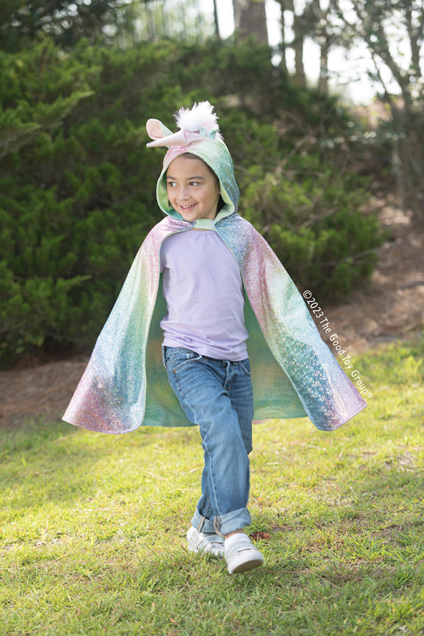 Rainbow Reversible Unicorn Dragon Cape