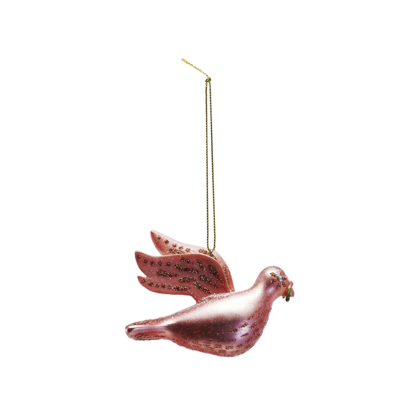 Glass Dove Ornament | Glitter Blush Color