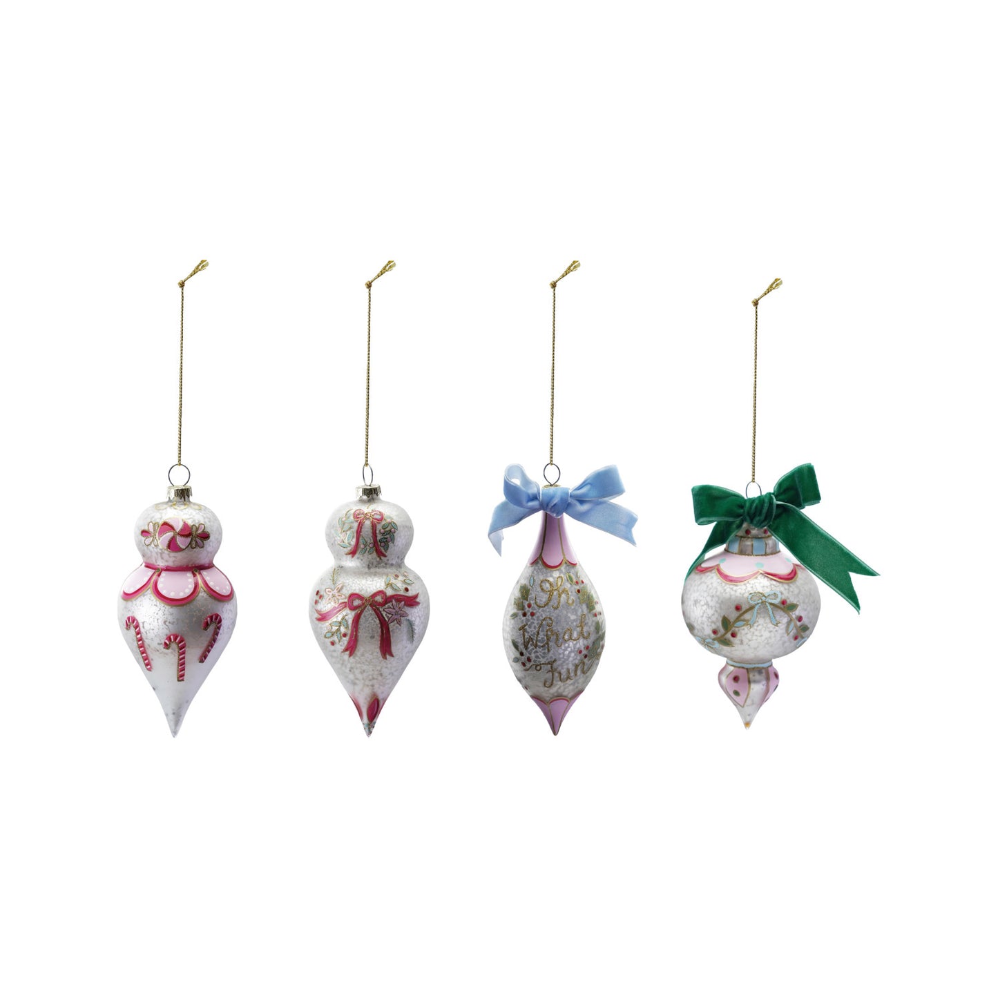 Hand Painted Glass Ornament | Design Velvet-Bow | 4 Styles
