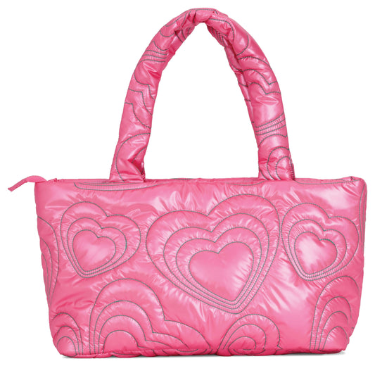 Puffy Pink Bubblegum Heart Overnight Bag